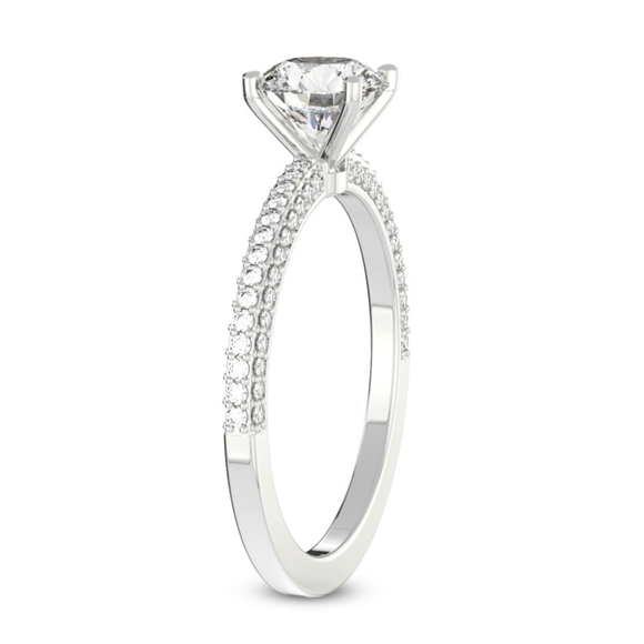 IGI 1.50 CTW Round Excellent Cut Diamond Engagement Ring In 14k White Gold,E-VS1 - Picture 2 of 7